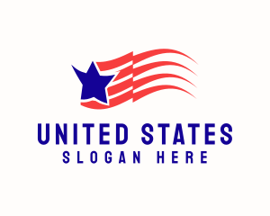 Blue Star Stripe Flag Banner logo design