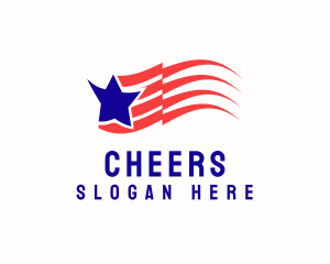 United States - Blue Star Stripe Flag Banner logo design
