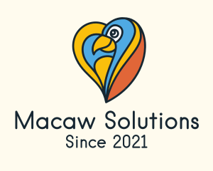 Macaw - Multicolor Bird Heart logo design