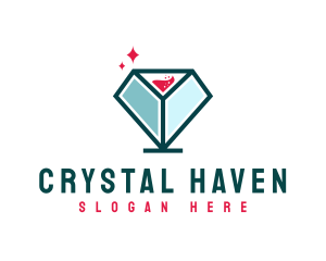 Diamond Wine Glass logo design