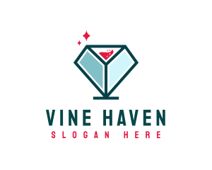 Diamond Wine Glass logo design