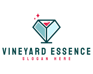 Diamond Wine Glass logo design