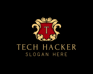 Hacking - Luxurious Wreath Shield Monarch logo design