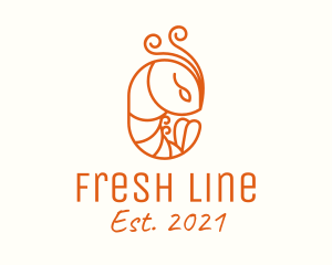 Minimalist Shrimp Line Art logo design