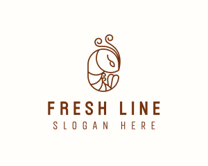 Minimalist Shrimp Line Art logo design