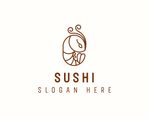 Minimalist Shrimp Line Art logo design