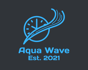 Blue Wave Clock  logo design