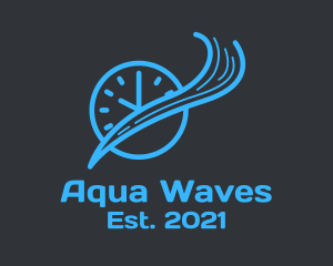 Blue Wave Clock  logo design