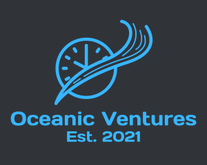 Blue Wave Clock  logo design