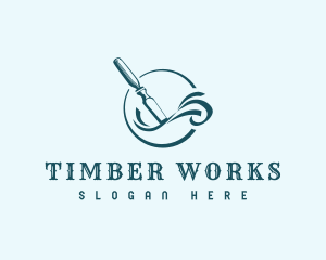 Chisel Woodwork Carpenter logo design