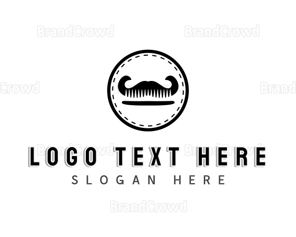 Barber Mustache Comb Logo