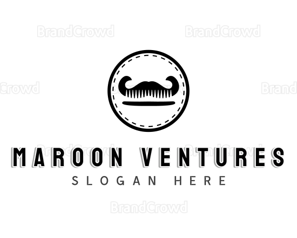 Barber Mustache Comb Logo