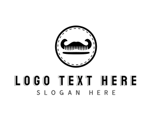 Barber Mustache Comb logo design