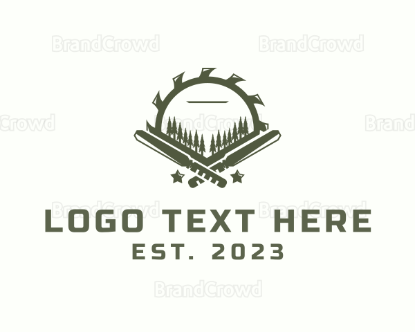 Pine Trees Wood Cutting Logo