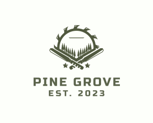 Pine Trees Wood Cutting logo design