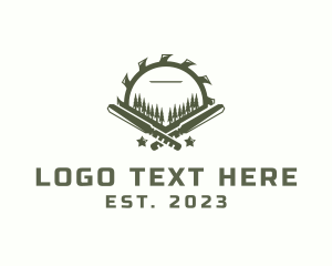 Logging - Pine Trees Wood Cutting logo design