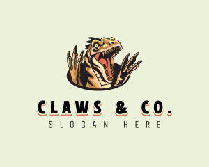 Ferocious Velociraptor Dinosaur logo design