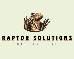 Ferocious Velociraptor Dinosaur logo design