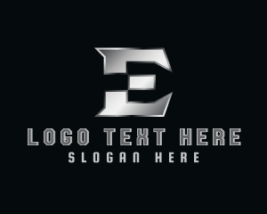 Steel Bar - Silver Metallic Letter E logo design
