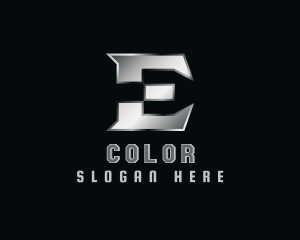 Silver Metallic Letter E Logo