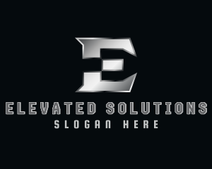 Silver Metallic Letter E logo design