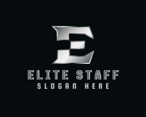 Silver Metallic Letter E logo design