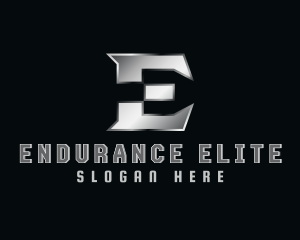 Silver Metallic Letter E logo design