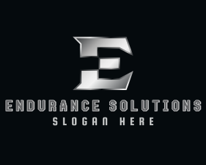 Silver Metallic Letter E logo design