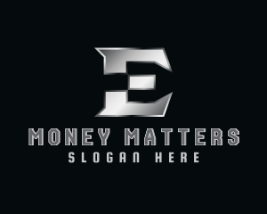 Letter E - Silver Metallic Letter E logo design