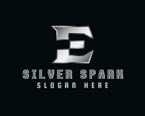 Silver - Silver Metallic Letter E logo design