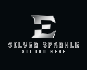 Silver - Silver Metallic Letter E logo design