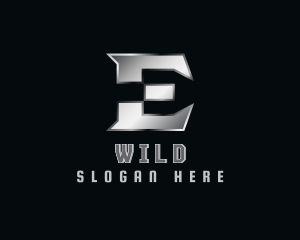 Fabrication - Silver Metallic Letter E logo design