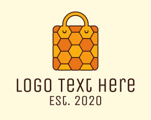 Shopping - Yellow Honeycomb Bag logo design
