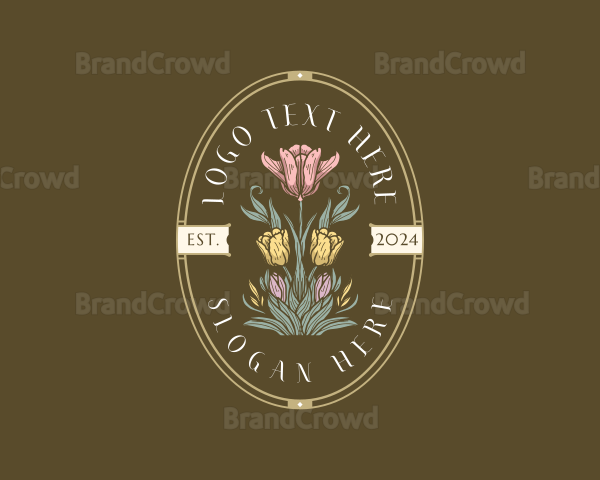 Tulip Flower Gardening Logo