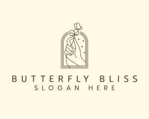 Butterfly - Flower Hand Butterfly logo design