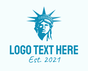 Statue - Blue Statue of Liberty logo design