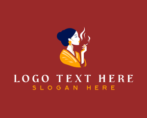 Feminine - Cigar Woman Smoking logo design