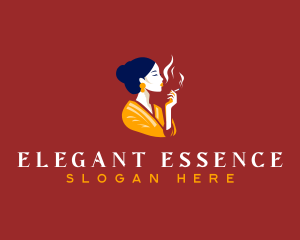 Cigar Woman Smoking logo design