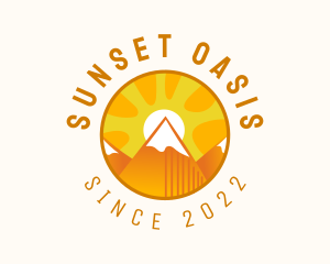 Sunset Mountain Camping Outdoor  logo design