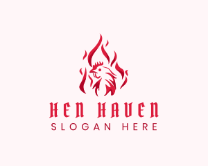 Hen - Flaming Spicy Chicken logo design