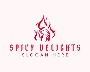 Flaming Spicy Chicken logo design