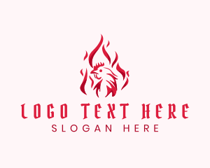 Hen - Flaming Spicy Chicken logo design