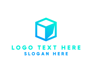 Blue Hexagon - Data Tech Cube logo design