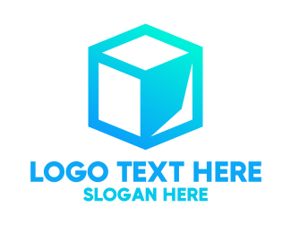 Abstract Blue Cube Logo