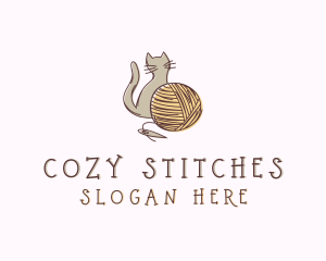 Quilting - Sewing Cat Yarn logo design