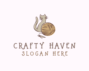 Diy - Sewing Cat Yarn logo design