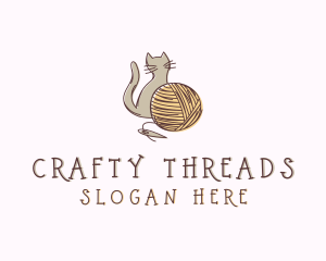 Sewing Cat Yarn logo design
