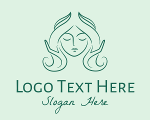 Goddess - Green Woman Hairdresser logo design
