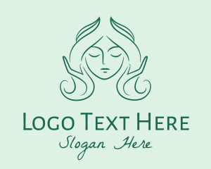 Green Woman Hairdresser Logo