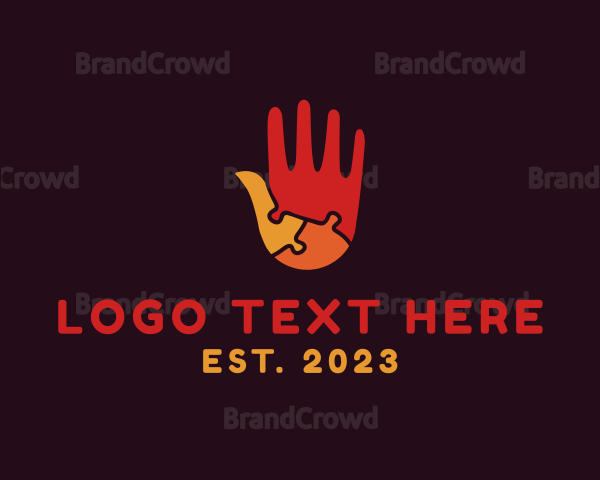 Colorful Puzzle Hand Logo